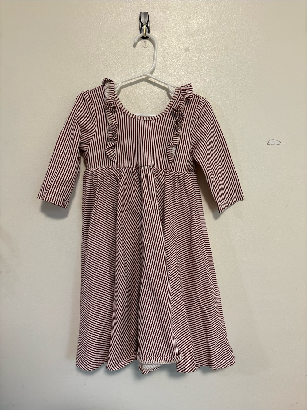 Remie girl twirl dress size 6 Stripe Ruffle-Trim Long Sleeve Dress